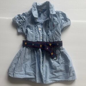 Polo by Ralph Lauren Light Blue Kids Dress with Navy Belt